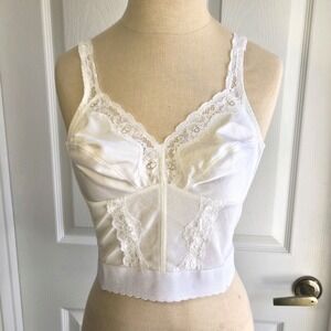 Carnival Vintage White Long Line Bra Size‎ 34B Corset Lingerie Adjustable Straps